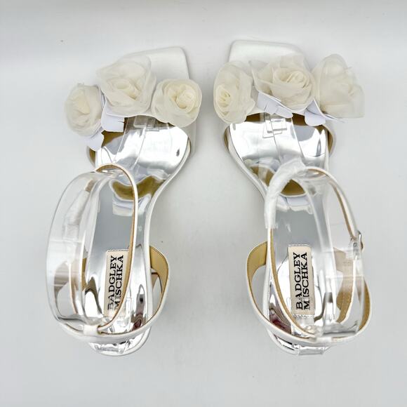 Badgley Mischka Womens Carli Heeled Sandals US 8 White Tulle Bow EUC - Picture 11 of 14